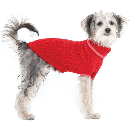 Fashion Pet Cable Knit Dog Sweater-Red