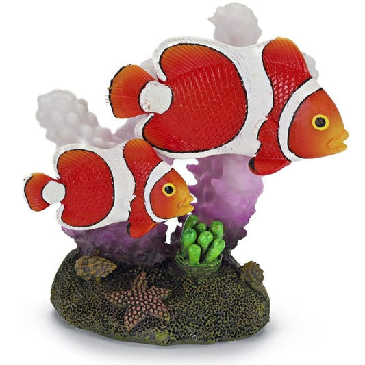 Penn Plax Clown Fish and Coral Aquarium Ornament - 2" W x 3" H