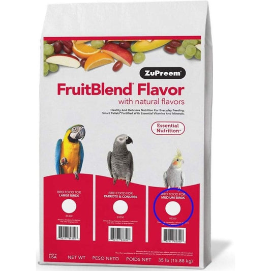 ZuPreem FriutBlend with Natural Fruit Flavors Pellet Bird Food for Medium Birds (Cockatiel and Lovebird) - 35lbs