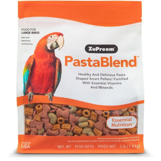 ZuPreem Pasta Blend Pellet Bird Food for Large Birds (Macaw and Cockatoo) - 3lbs